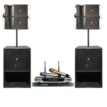 Dàn âm thanh Line Array Active BKSound 04 (4 loa Array full Bass 25 + 2 Loa sub điện Bass 50 + Vang + Mic )