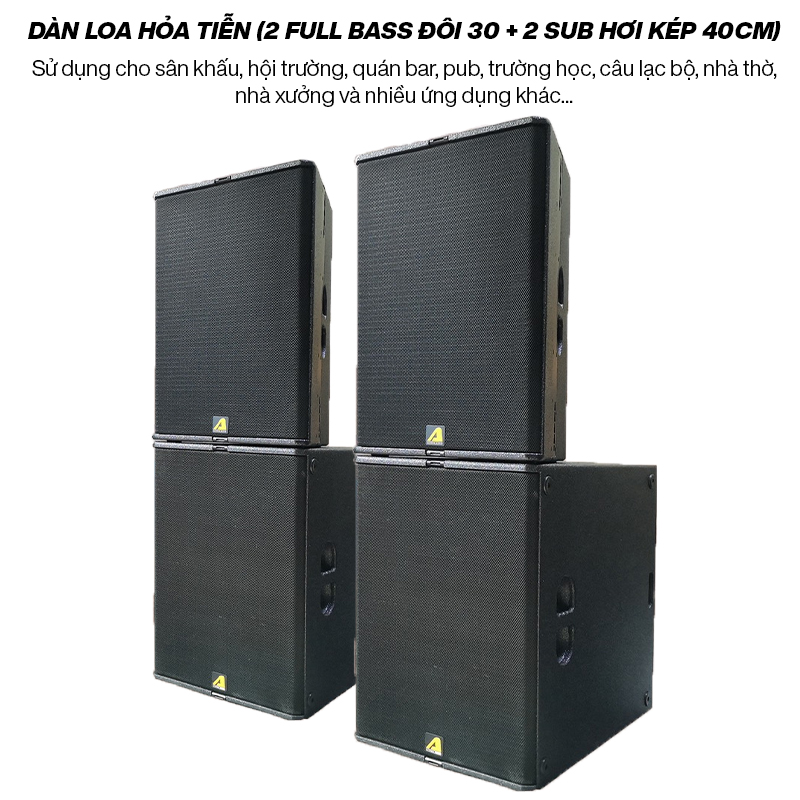 Bộ loa hỏa tiễn (gồm 2 loa full bass đôi 30 và 2 loa sub 40cm)