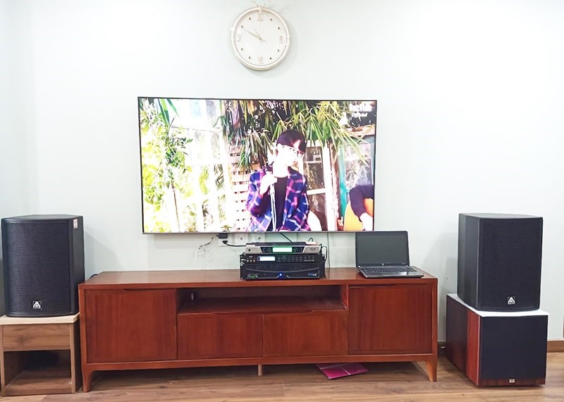 loa sub điện trong dàn karaoke gia đình